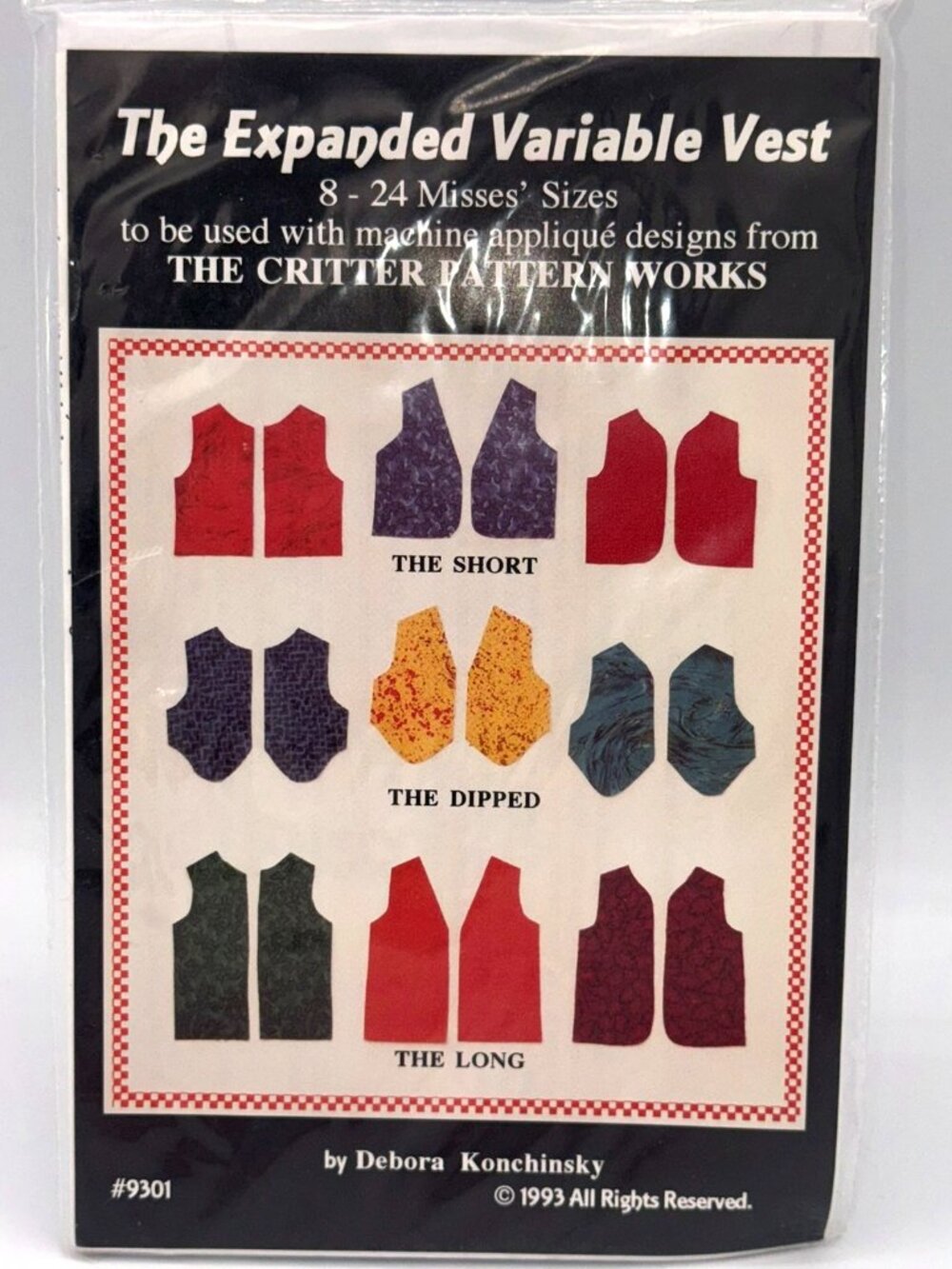 Expanded Variable Vest Sewing Pattern Critter Pattern Works Misses 8–24